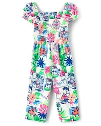 Combinaison à smocks en lin mélangé pour les vacances, maman et moi - Riviera italienne