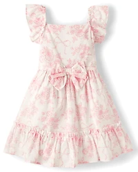 Girls Floral Ruffle Tiered Dress - Blushing Blooms
