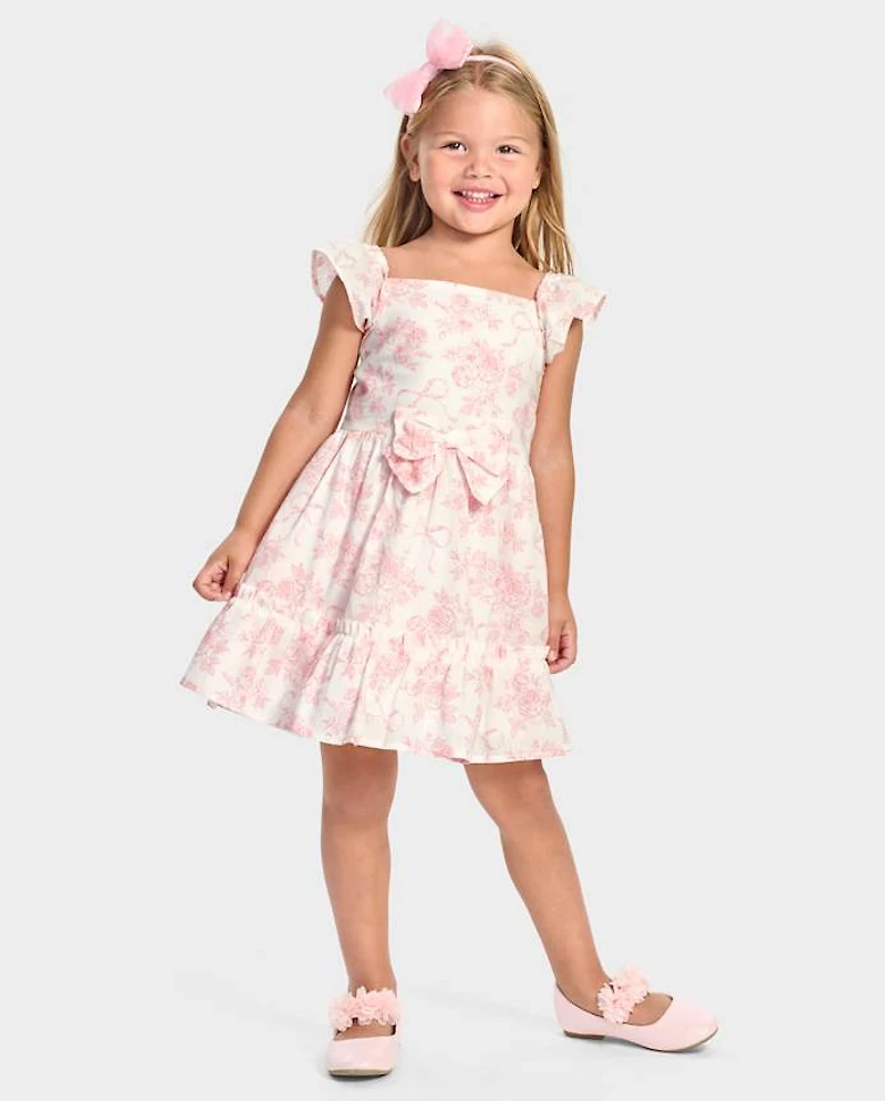 Girls Floral Ruffle Tiered Dress - Blushing Blooms