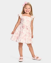 Girls Floral Ruffle Tiered Dress - Blushing Blooms