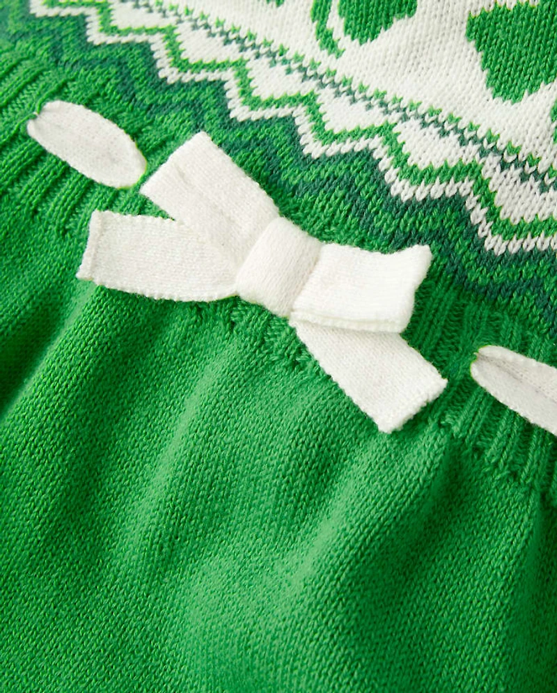 Robe pull trèfle Fair Isle pour fille - Petit lutin