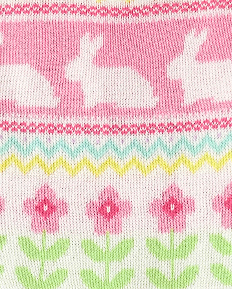 Girls Bunny Fairisle Sweater Dress - Garden Party