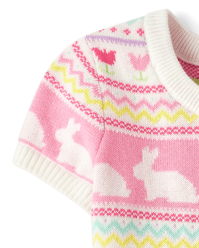 Robe pull fille à motif lapin Fair Isle - Garden Party