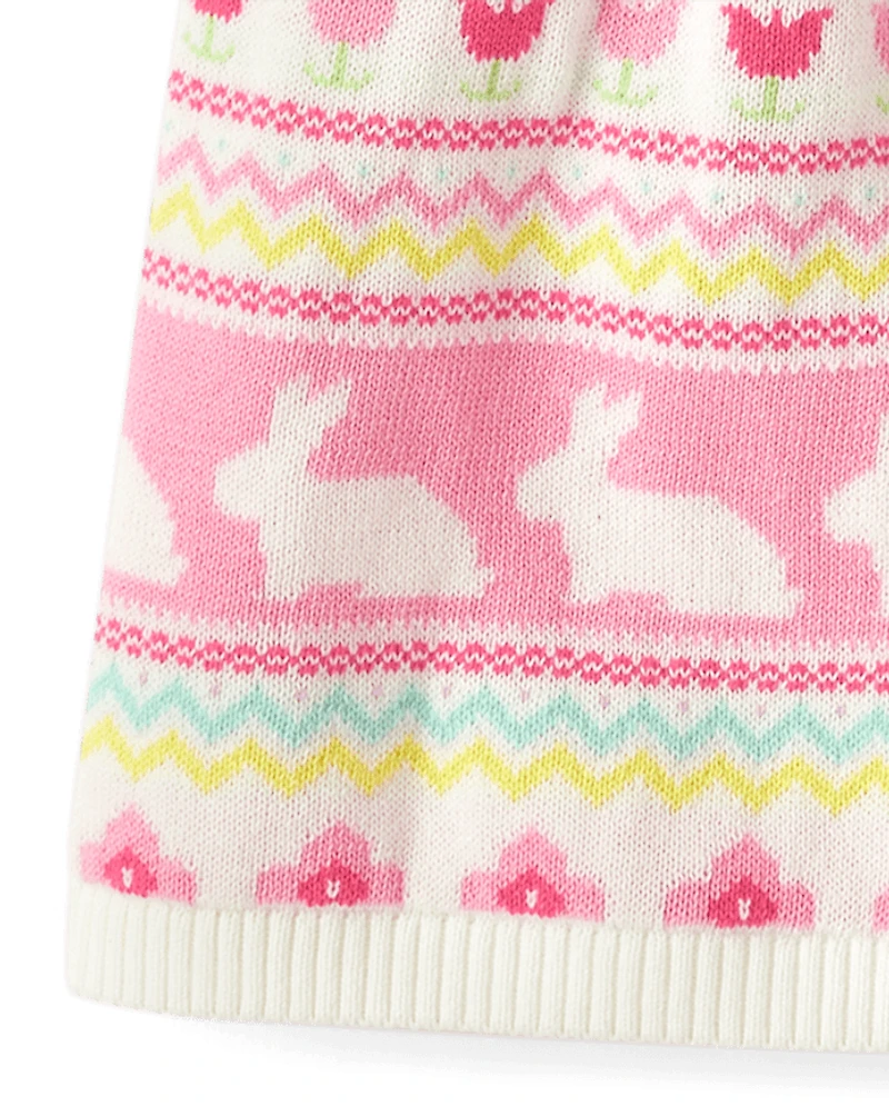 Robe pull fille à motif lapin Fair Isle - Garden Party