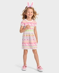 Robe pull fille à motif lapin Fair Isle - Garden Party