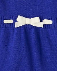 Girls Bunny Peplum Sweater Dress - Blue Belle