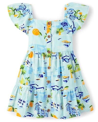 Robe de voyage à volants en lin mélangé pour fille - Swim