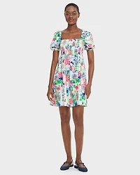 Womens Mommy And Me Vacation Linen-Blend Smocked Dress - Italian Riviera