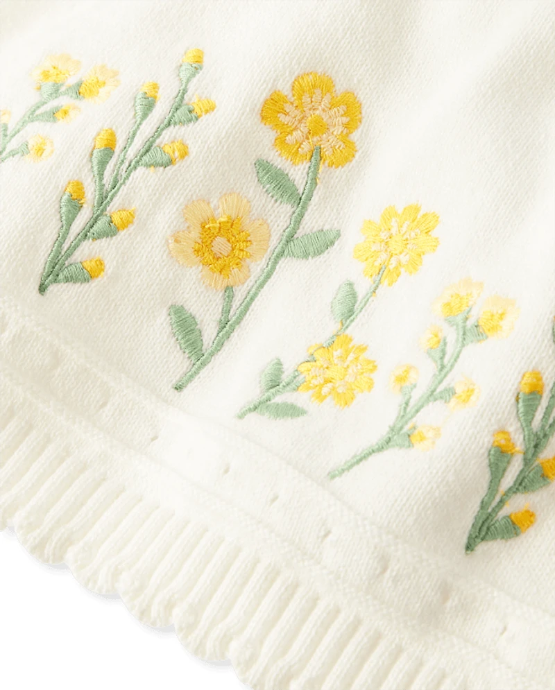 Baby Girls Embroidered Floral Sweater 3-Piece Set - Homegrown by Gymboree