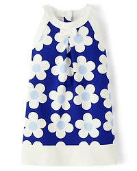 Girls Floral Halter Shift Dress - Blue Belle