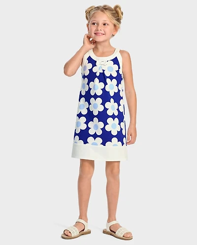 Robe dos nu fleurie pour fille - Bleu Belle