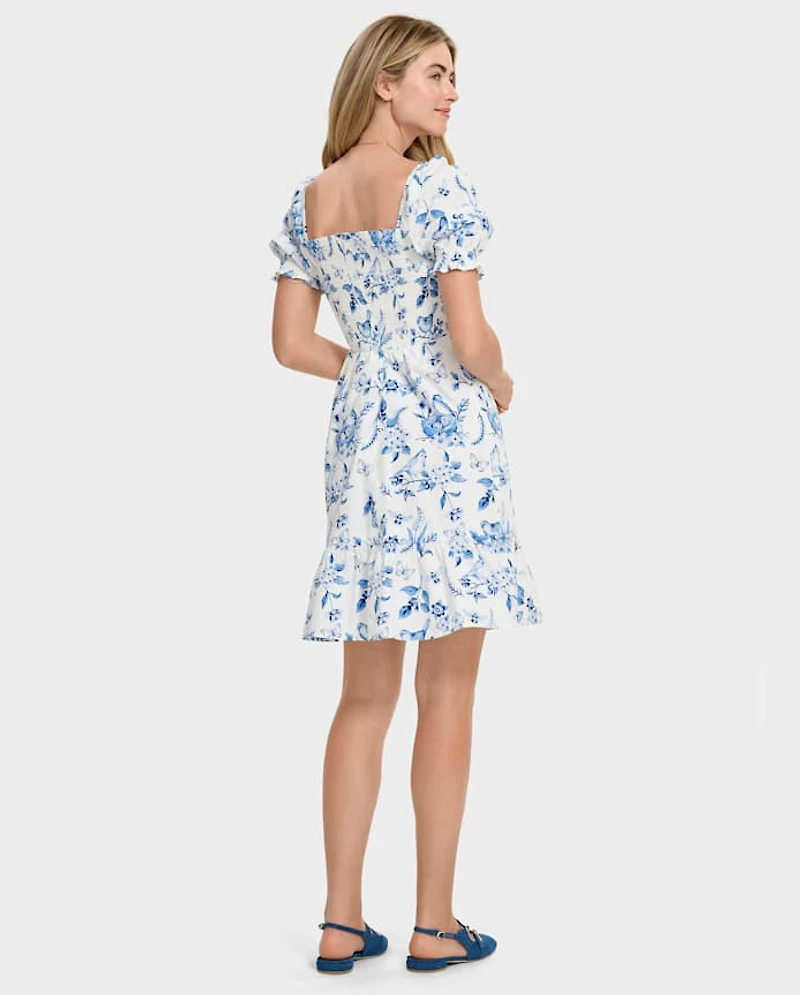 Womens Mommy And Me Floral Bird Tiered Dress - Blue Belle