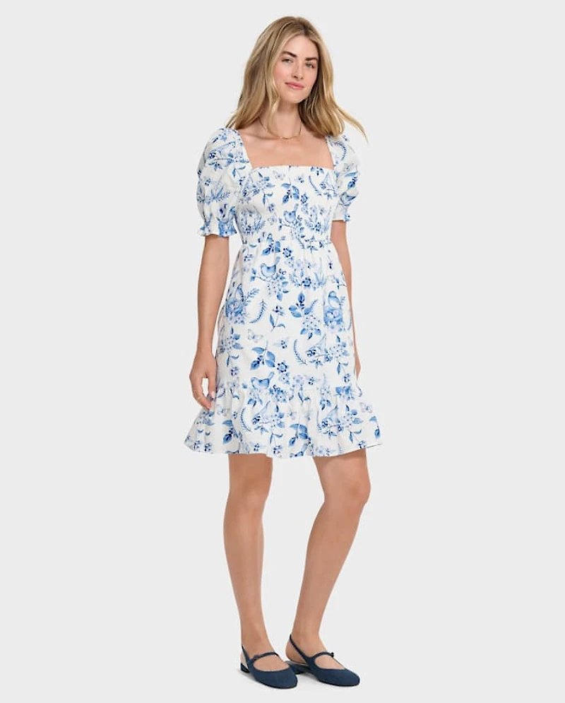 Womens Mommy And Me Floral Bird Tiered Dress - Blue Belle