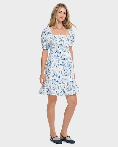 Womens Mommy And Me Floral Bird Tiered Dress - Blue Belle
