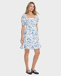Womens Mommy And Me Floral Bird Tiered Dress - Blue Belle
