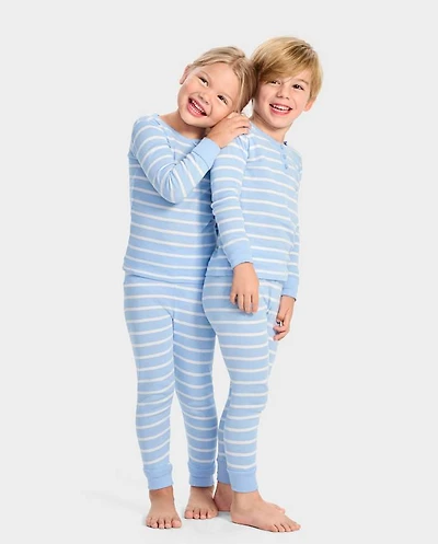 Kids Striped Snug Fit Cotton Pajamas