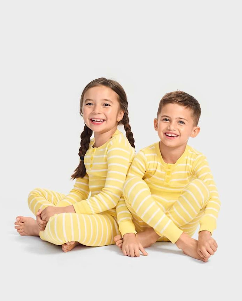 Kids Striped Snug Fit Cotton Pajamas