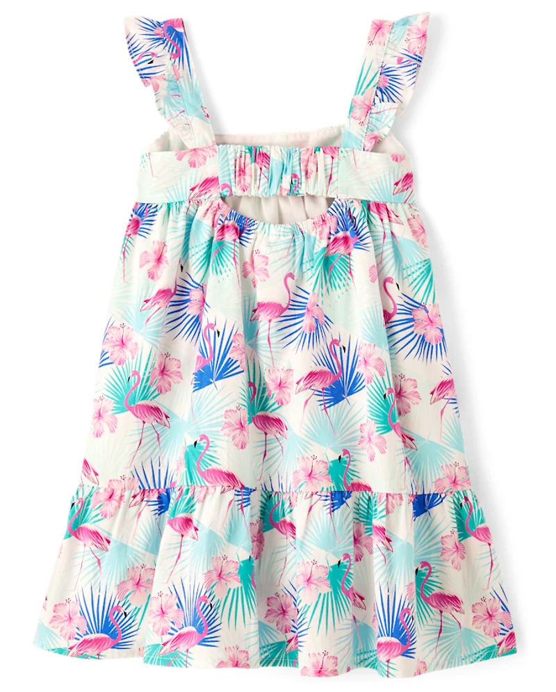 Robe à volants flamant rose pour fille - Maillot de bain
