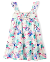 Robe à volants flamant rose pour fille - Maillot de bain