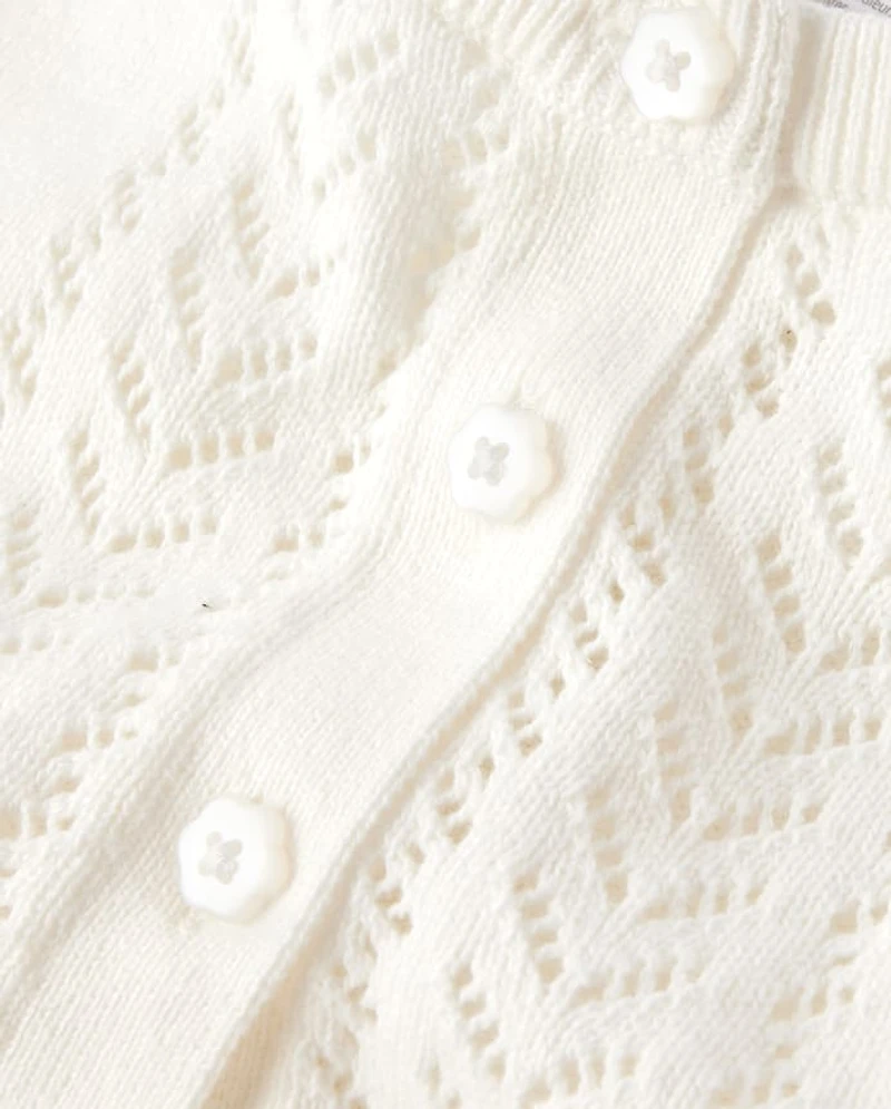 Girls Pointelle Cardigan - Little Essentials