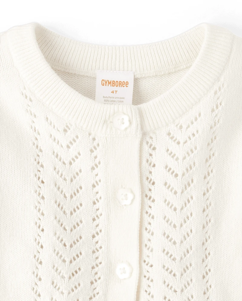 Girls Pointelle Cardigan - Little Essentials