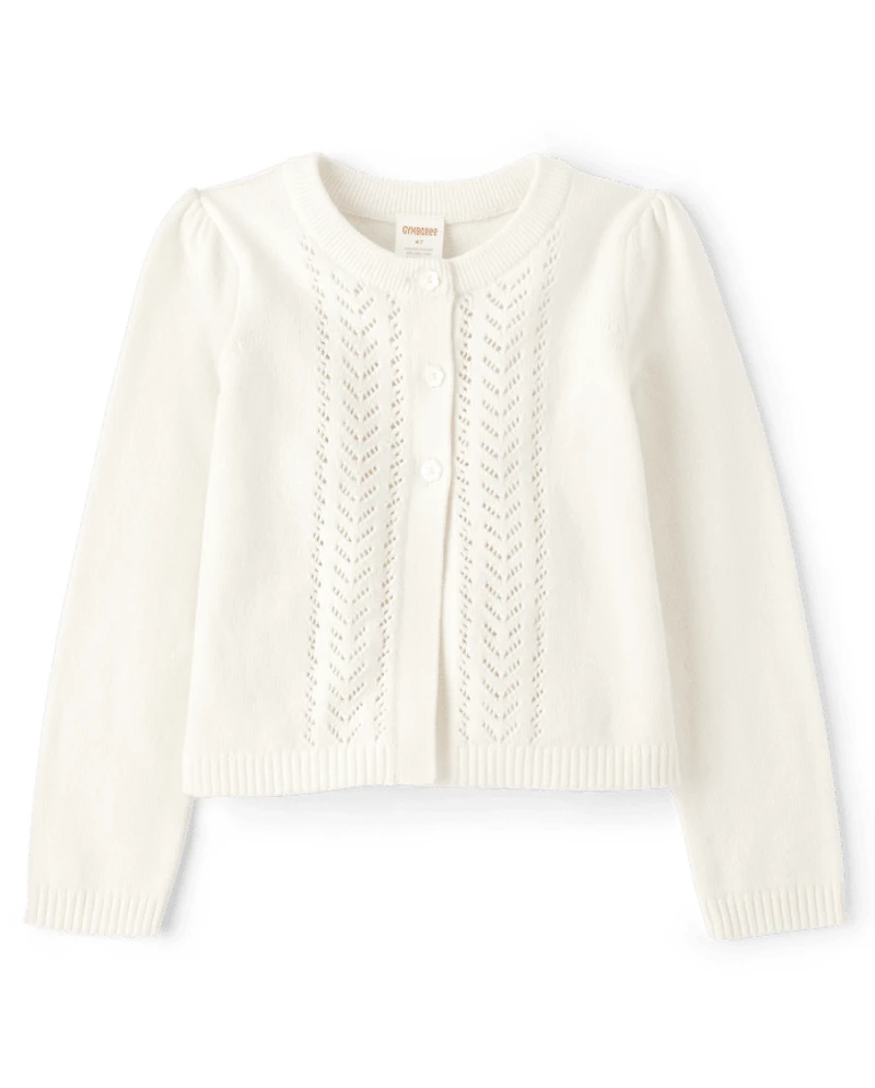 Girls Pointelle Cardigan - Little Essentials