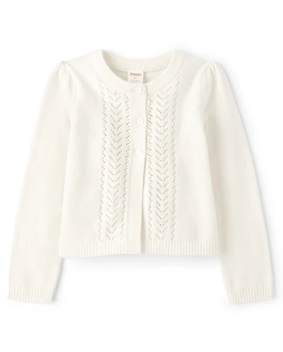 Girls Pointelle Cardigan - Little Essentials