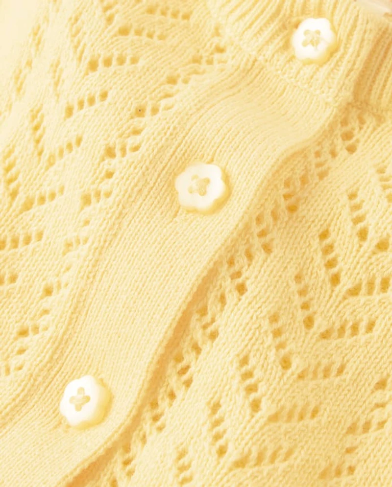 Girls Pointelle Cardigan - Little Essentials