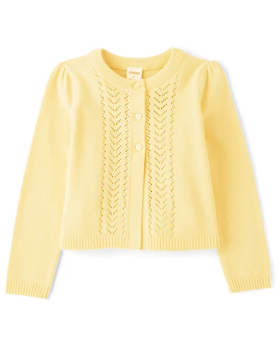 Girls Pointelle Cardigan - Little Essentials