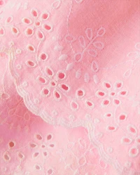 Robe à volants en lin mélangé œillets pour femme et fille