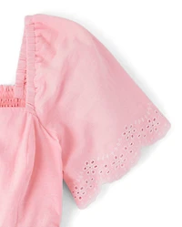 Womens Mommy And Me Eyelet Linen-Blend Tiered Dress