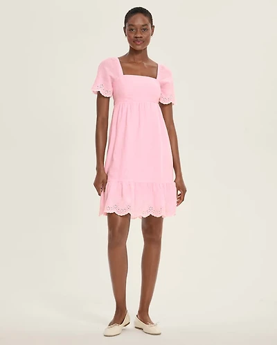 Womens Mommy And Me Eyelet Linen-Blend Tiered Dress