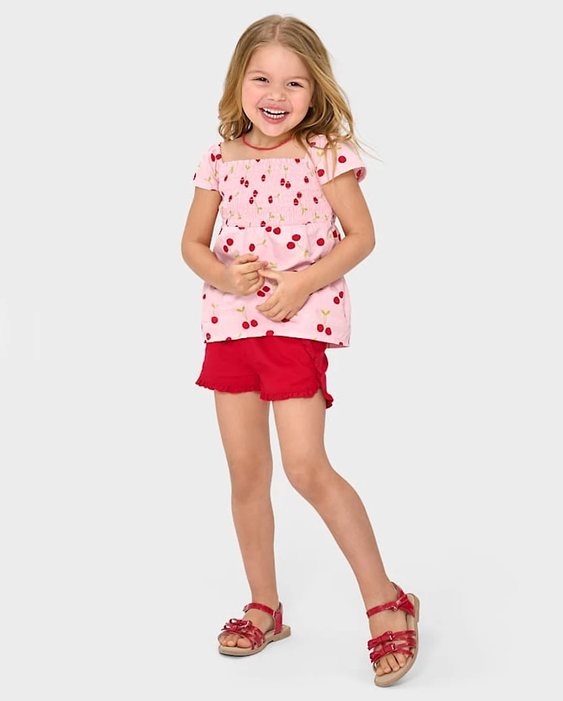 Girls Cherry Smocked Top - Sweet Summer
