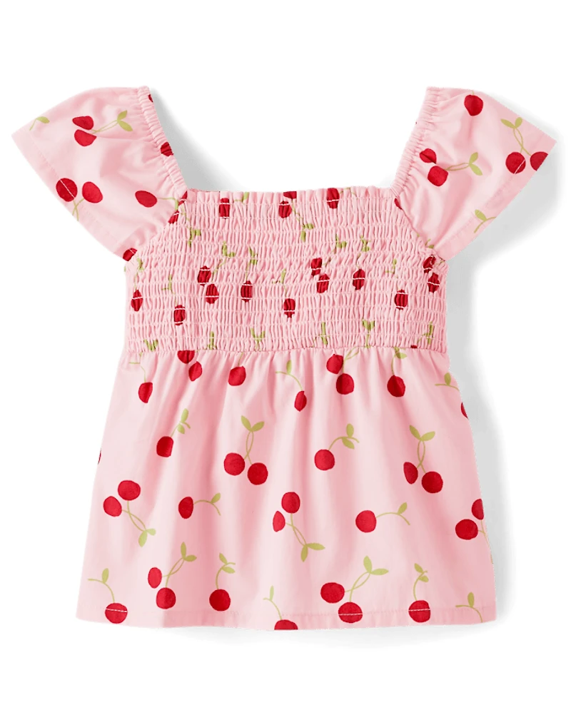 Girls Cherry Smocked Top - Sweet Summer