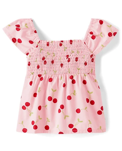 Girls Cherry Smocked Top - Sweet Summer