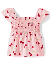 Girls Cherry Smocked Top - Sweet Summer