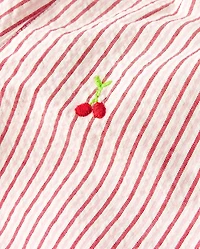 Girls Embroidered Cherry Seersucker Pull On Shorts - Sweet Summer