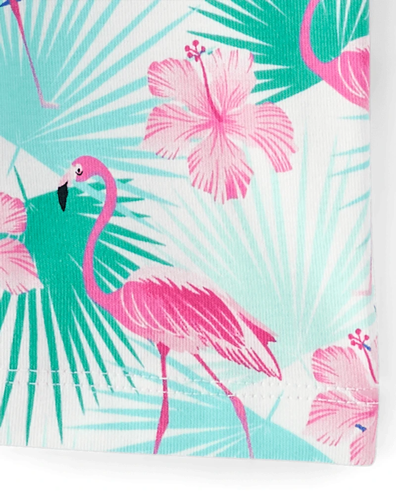 Girls Flamingo Bike Shorts - Seaside Palms