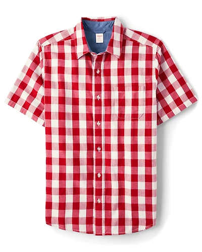 Mens Dad And Me Gingham Button Up Shirt - American Cutie