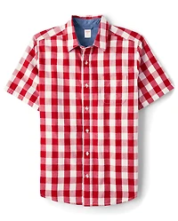 Mens Dad And Me Gingham Button Up Shirt - American Cutie