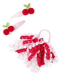 Girls Cherry 3-Piece Hair Set - Sweet Summer