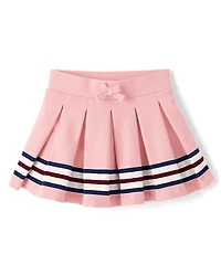 Girls Pleated Striped Hem Skort - Campus Cuties
