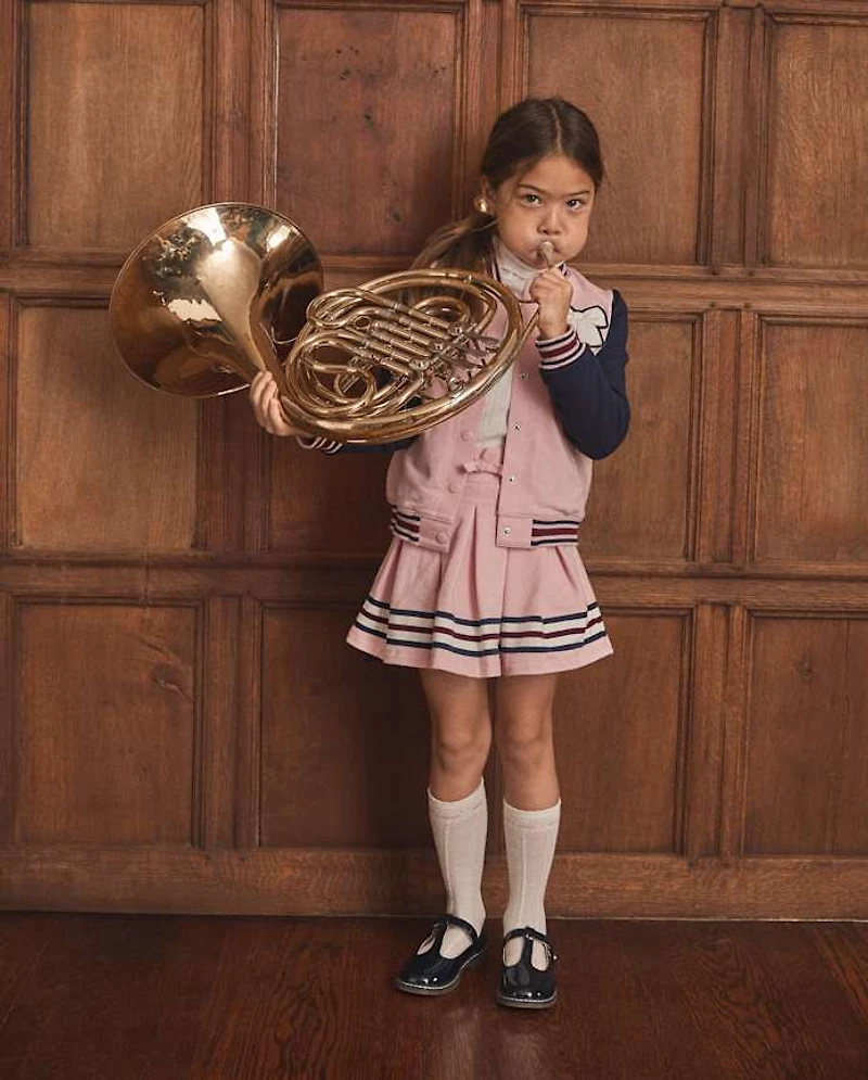 Girls Pleated Striped Hem Skort - Campus Cuties