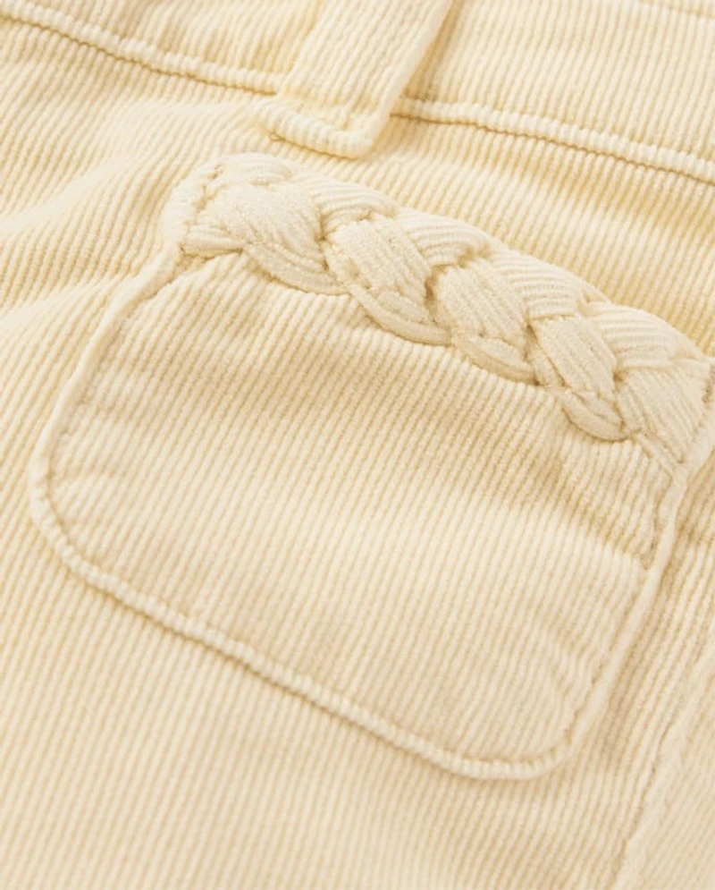 Girls Braided Patch Pocket Corduroy Wide Leg Pants - Highland Hills