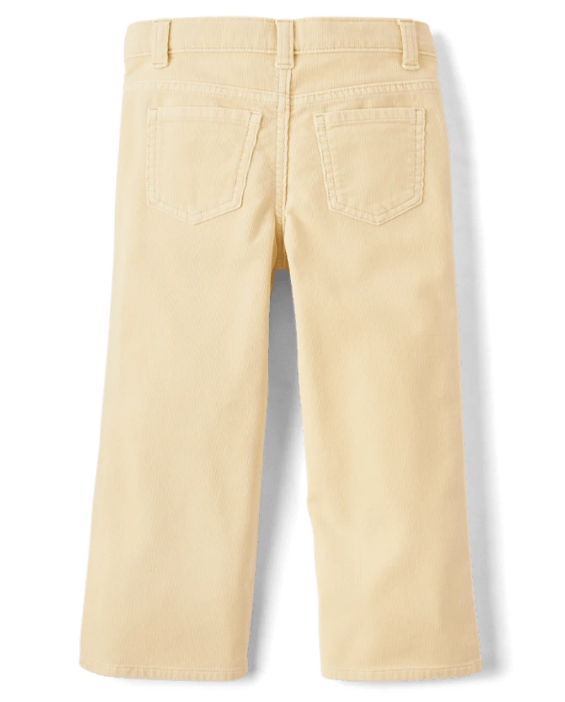 Girls Braided Patch Pocket Corduroy Wide Leg Pants - Highland Hills
