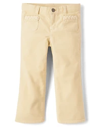 Girls Braided Patch Pocket Corduroy Wide Leg Pants - Highland Hills