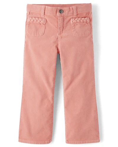Girls Braided Patch Pocket Corduroy Wide Leg Pants - Highland Hills