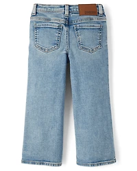 Girls Braided Patch Pocket Wide Leg Jeans - Little Essentials