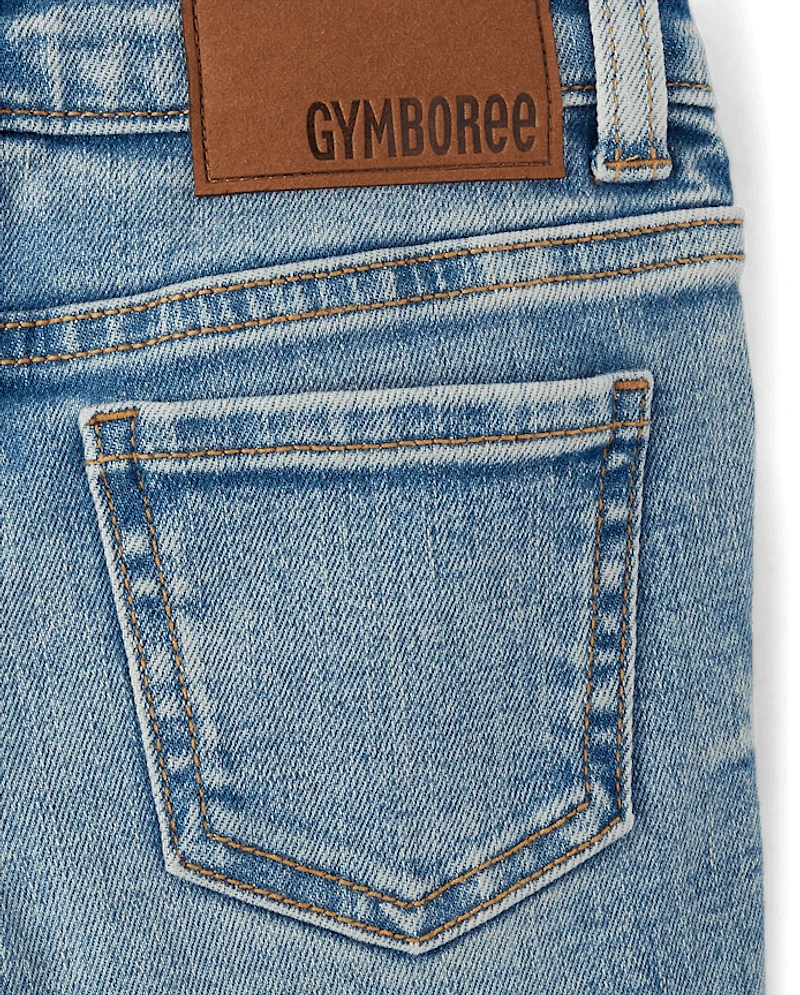 Girls Braided Patch Pocket Wide Leg Jeans - Little Essentials