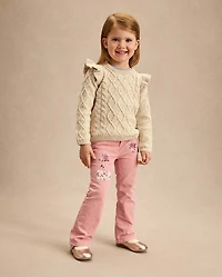 Girls Embroidered Floral Corduroy Flare Pants - Highland Hills